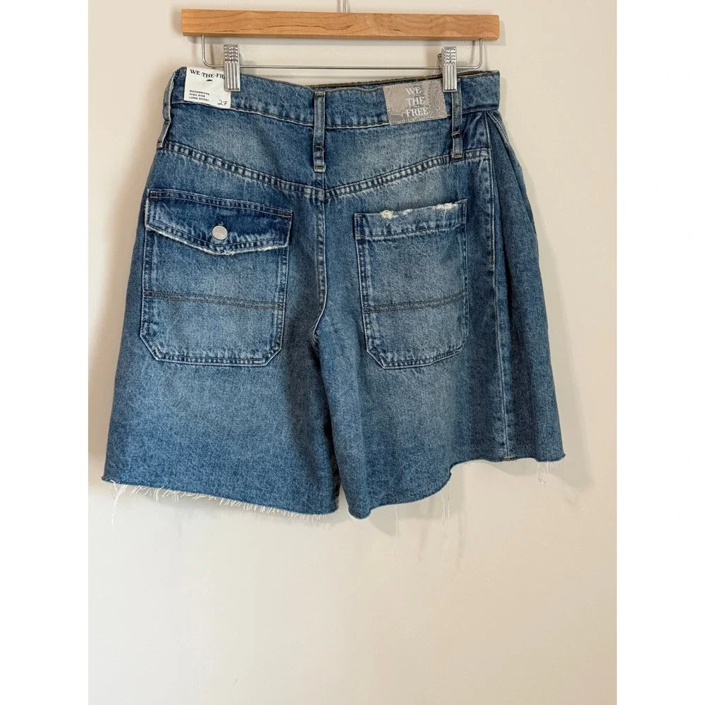 We The Free FP Boomerang Denim Shorts Womens 27 Blue Crossover High Rise